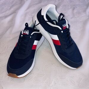 Nautica Men's Dark Blue Sneakers with Red and White Stripes